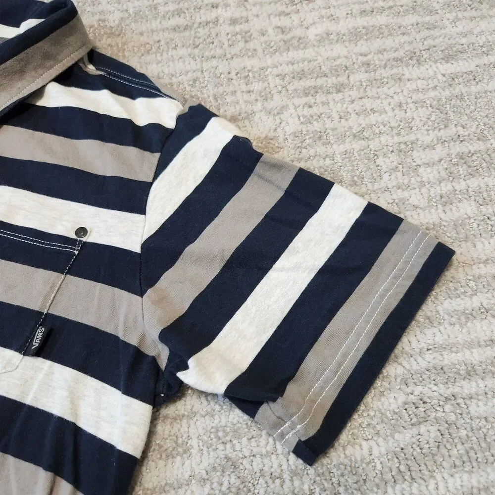 Van's Classic Fit loose short sleeve stripe polo top size M men - Picture 5 of 8